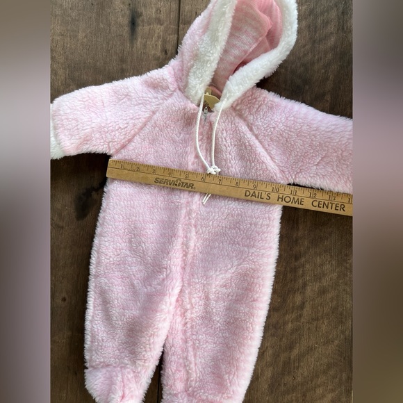 VTG 80s TEDDY BEARS Brand 0-6M Pink & White Striped Fuzzy One Piece Made in USA - Picture 6 of 6